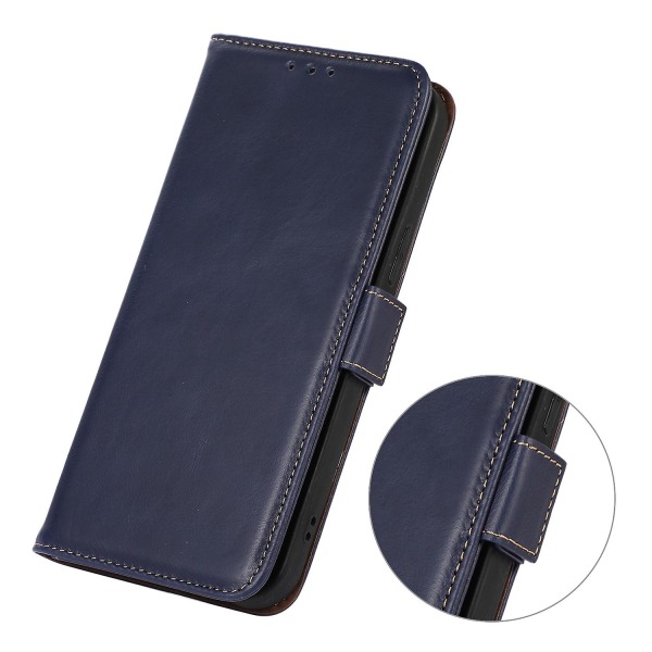 For Samsung Galaxy A25 5G Etui Ægte Ko Læder Folio Telefon Cover med RFID Blokering Blue