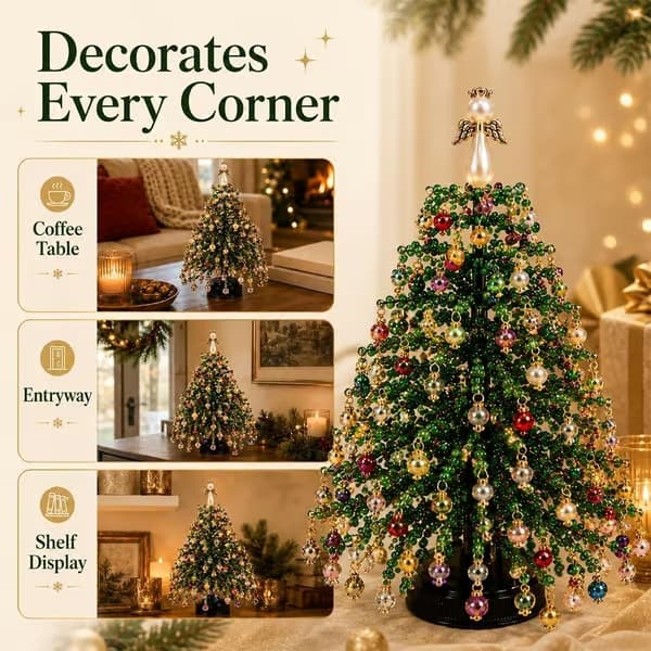 DIY Perle Juletræ - Håndlavet Julepynt til Hjemmet, 2 stk BD, Mini Bordplade DIY Perle Juletræ Sæt, Skab Dit Eget C