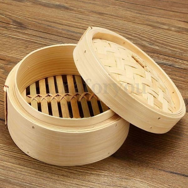 Bambu Ångkokare Korg Dumplings Ångkokare Matlagning Köksredskap med Lock Bambu Kakformar Kokset 10CM
