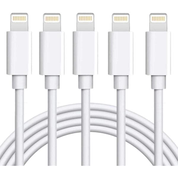 5 stk. Lightning USB-kabel til Apple til din iPhone, iPad 1m Hvid