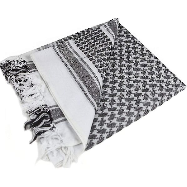 Taktisk ökenscarf / 100 % bomull Keffiyeh scarf wrap för män andningsbar och vindtät sandscarf white