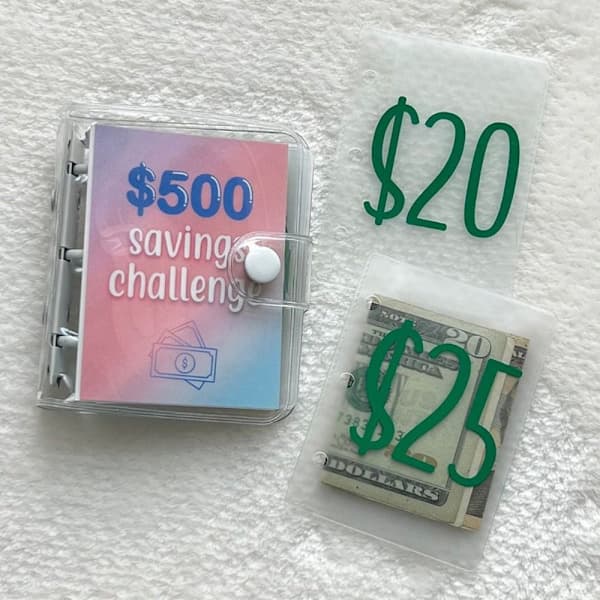 Mini Binder Opsparingsudfordring Udfordringsmappe 150 DOLLAR 150 dollars 150dollar 150dollar