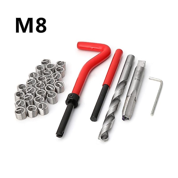 M8 Car Pro Coil Drill Tool Metric Thread Repair Insert 30pcs Kit Til Helicoil Bilreparation Værktøj Grov Brækjern Bil Styling Reparation
