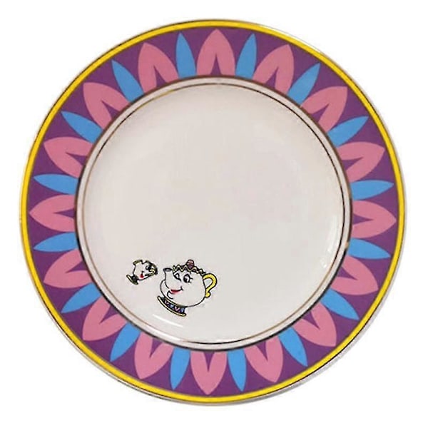 Tecknad ny Skönheten och Odjuret tekanna mugg te kanna set födelsedagspresent 20cm Plate