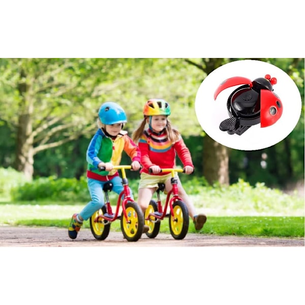 Barncykelklocka Ring Mini Kawaii Söt Djur Nyckelpiga Forma Småbarnscykelklocka Härlig Present till Barn Utomhuskul (Röd)