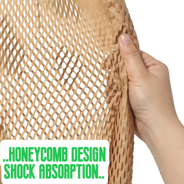 Brun honeycomb-papiremballage, 30 cm X 30M biologisk nedbrydeligt papirbobleplast, miljøvenligt brunt emballagepapir til flytning og indpakning