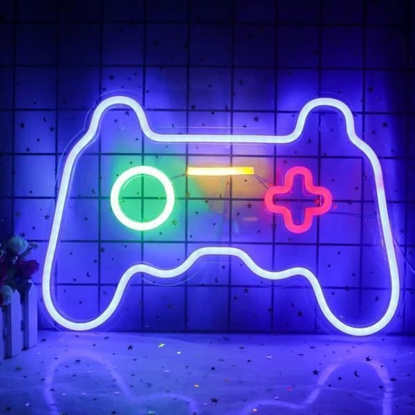Spel Neonskylt – LED Väggkonst, Blått Neonljus, Nattlampa för Barnens Lekrum, USB-driven