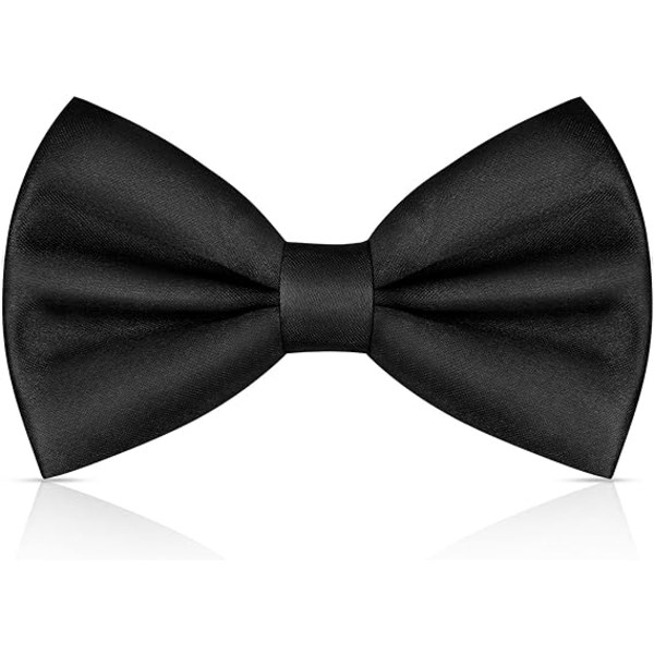 Sløyfe for menn, klassisk ensfarget, forhåndsbundet sløyfe for menn, Satin Tux-sløyfe, justerbar formell halssløyfe for fester, bryllup (svart)