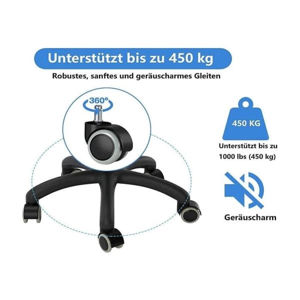 Sett med 5 erstatningshjul 11mm/22mm for kontorstoler til harde gulv, egnet for gamingstoler, svingstoler, etc.