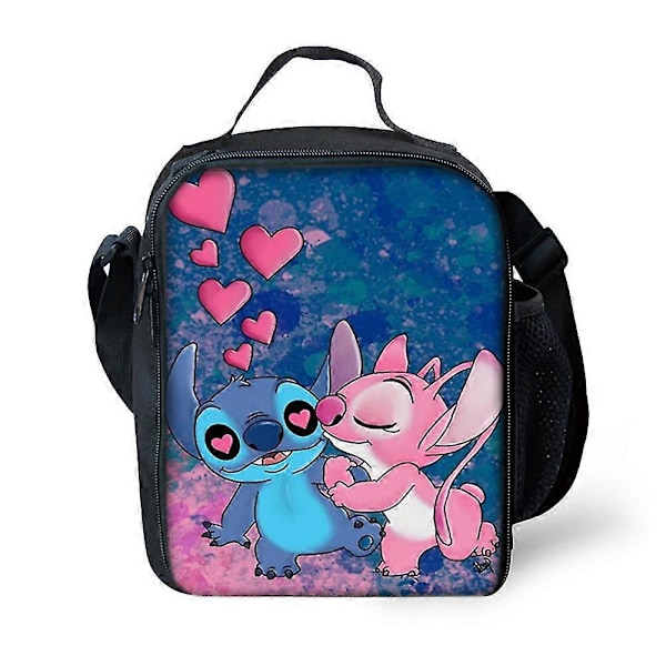 Lasten Lilo ja Stitch eristetty lounasrasia, piknikkoulu uudelleenkäytettävä ruokakassi, täydellinen kuumille ja kylmille välipaloille ja bento-laatikoille D