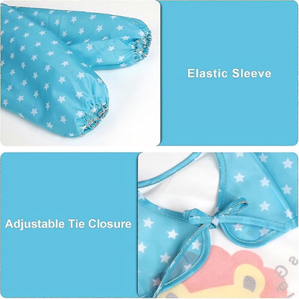 5-pakks Lange Erme Baby Smekker, Vanntette Erme Smekker, Småbarn Baby Smekker For 6-36 Måneder 6pcs-blue Pink Yellow Tie Closure-6-36 months