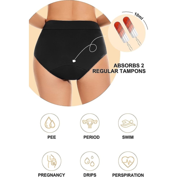 Periodebadetøy Lekksikker bikinitruse Vanntett menstruasjonsbadeunderdel for tenåringer, jenter, kvinner