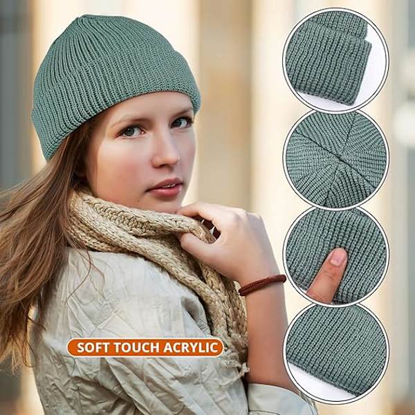 4 stk. Trawler Beanie Watch Hat Rul op Kant Skullcap Fisker Beanie Unisex - Sø Blå, Grøn Grå, Marineblå, Kongeblå