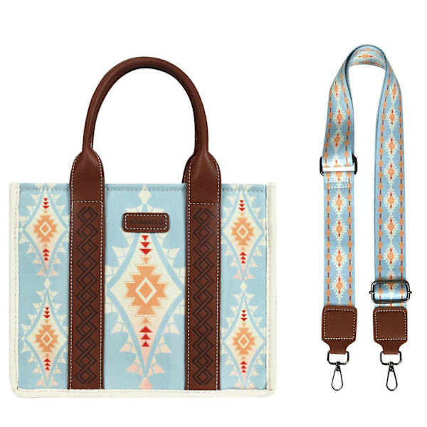 Wrangler Tote Bag Western Väskor för Kvinnor Axelremsväska Boho Aztec Handväskor NY, 100% Ny Blue S