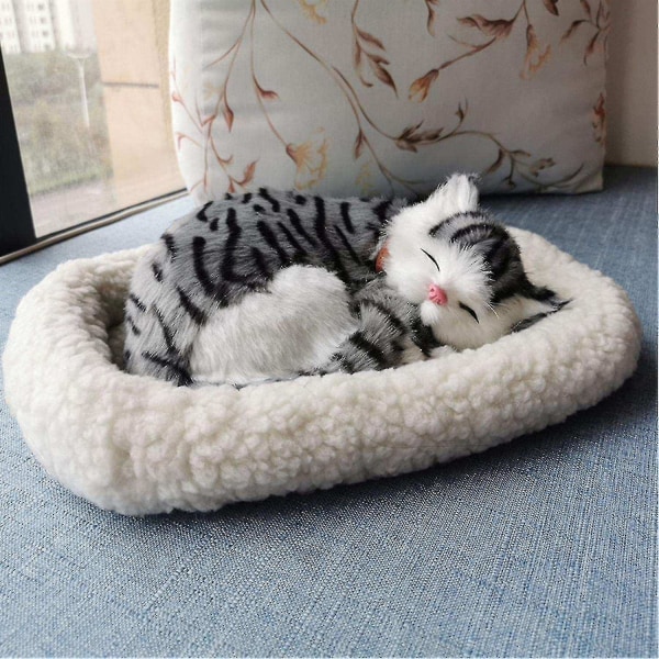 Realistinen nukkuva pehmolelu, hengittävä kissan karvainen koira, pehmolelu, jossa on mattoeläimet