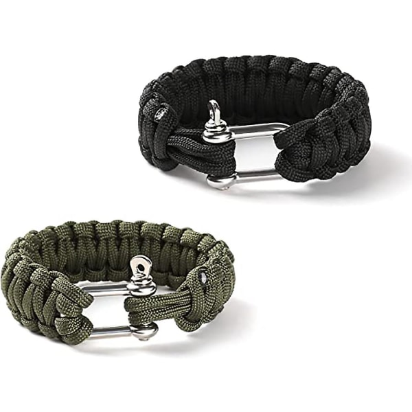 Paracord Armbånd, Survival Armbånd, Tactical Survival Armbånd, Paracord Survival Armbånd, 2 Pack