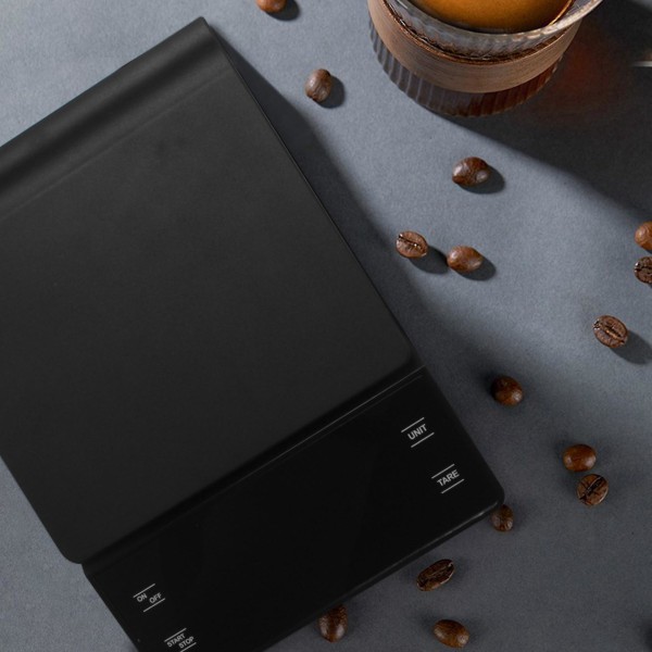 Kaffevåg med Timer 3kg/0.1g Hög Precision Häll över Dropp Espresso Våg med Bakgrundsbelyst LCD-skärm