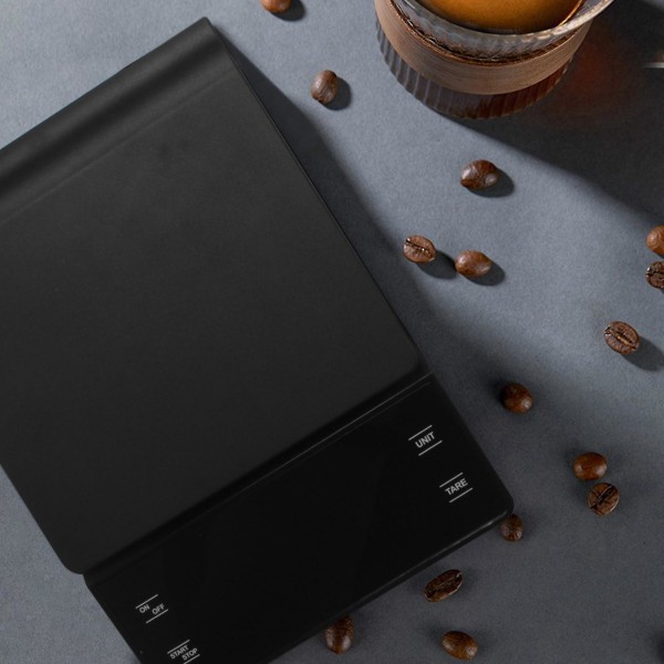 Kaffevægt med timer 3 kg/0,1 g højpræcision hæld over dryp espressovægt med baggrundsbelyst LCD-skærm