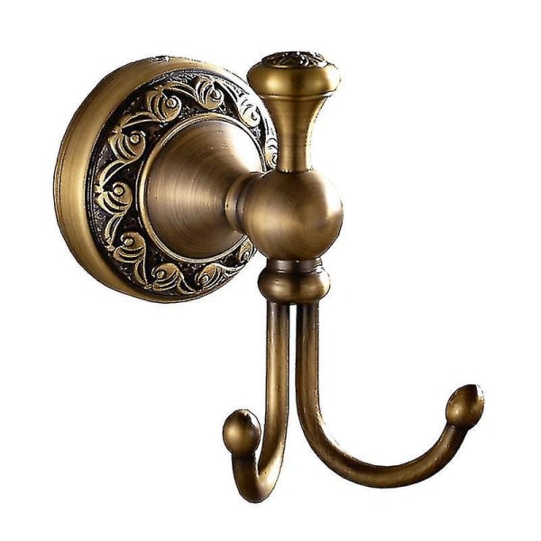 Kåbe Krog Retro Messing Badeværelse Krog 2 Kroge Badeværelse Tilbehør Sæt Papir Rulleholder Antik Messing Finish Væghængt Guld Bølge