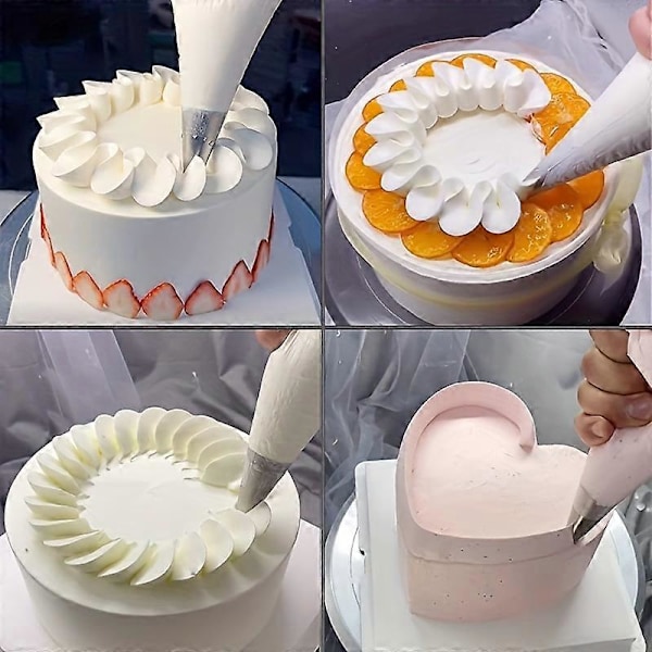 3 stk., V-formede tyller i rustfrit stål til perfekt sprøjtede cupcakes og cookies - Santa Anna tylle til frosting og vandbakkelser - Ess