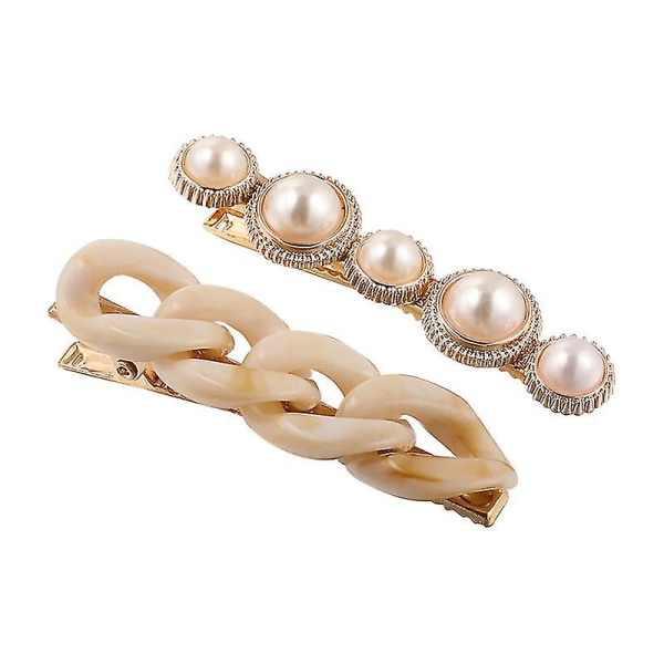 Pearls Hårspænder Klassiske hårnåle Hovedbeklædning Stylingværktøjer, Hårgreb til kvinder piger, lille gaveidé (6 stk, beige)