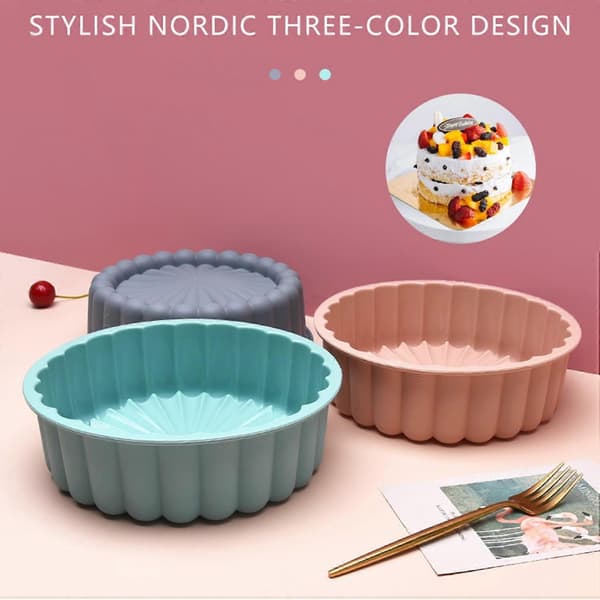 Silikonform til kake, silikonform for baking av rund kakeform, non-stick og hurtigutløsende bakeform
