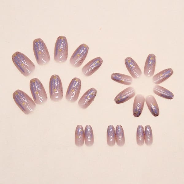 24 st/förpackning Glitter Crush Press On Nails Lösnaglar Korta Fyrkantiga