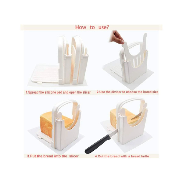 Brødskærer, Foldbar Brød Toast Slicer Sandwich Toast Skæremaskine - Hurtig Og Sikker Jævnt Sli