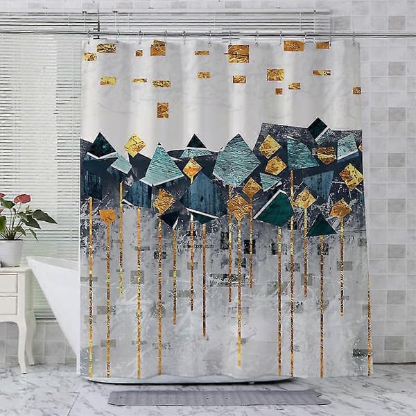 Moderne geometrisk vanntett dusjforheng til baderom Beige 180x180cm