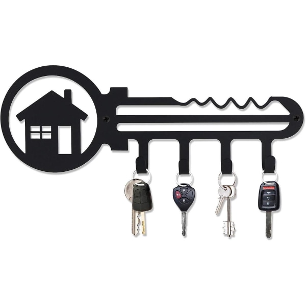 Dekorativ väggmonterad nyckelhållare i järn, med 4 nyckelkrokar Organizer för bil- eller husnycklar, nyckelhållare