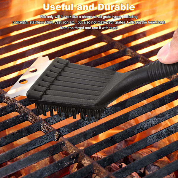Grillborste av ståltråd för grill, 8 tum, för utomhuscamping och resor
