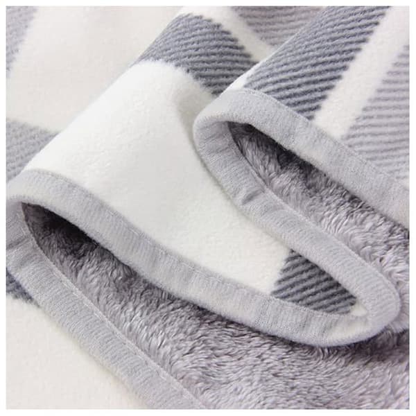 Fleece Sjal/Kappe/Tæppe til Kvinder – Varm Vinteromslag med Knapper – Ternmønster, 80x135cm – Stil 1