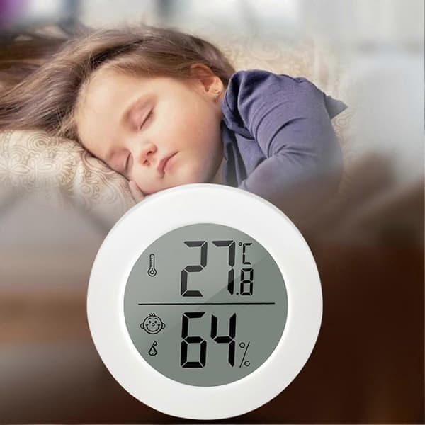Mini Termometer Hygrometer Rundt Indendørs LCD Rum Termometer Fugtighedsmåler Digital Indendørs Rumtemperatur Tester White