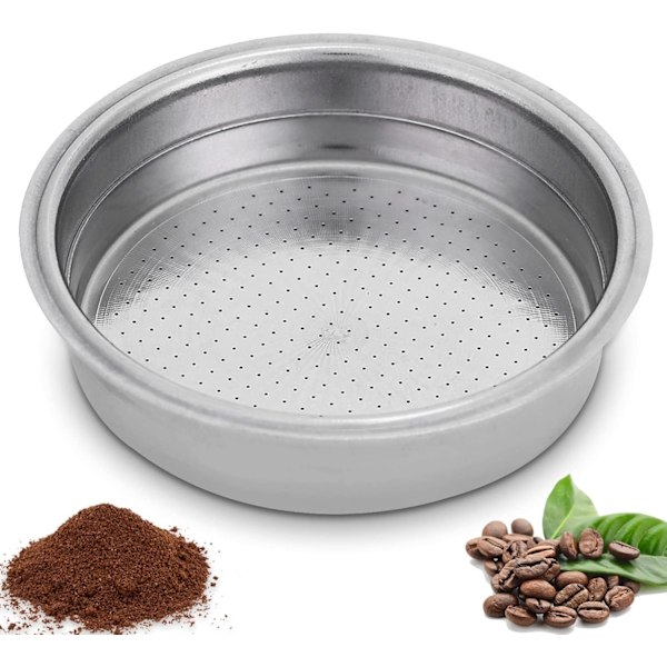 51mm Kaffe Portafilter Korg, 1-Kopp Dubbelskikts Trycksatt Rostfritt Stål Espresso Kaffe Sil Bottenlös Portafilter Kaffe Tillbehör