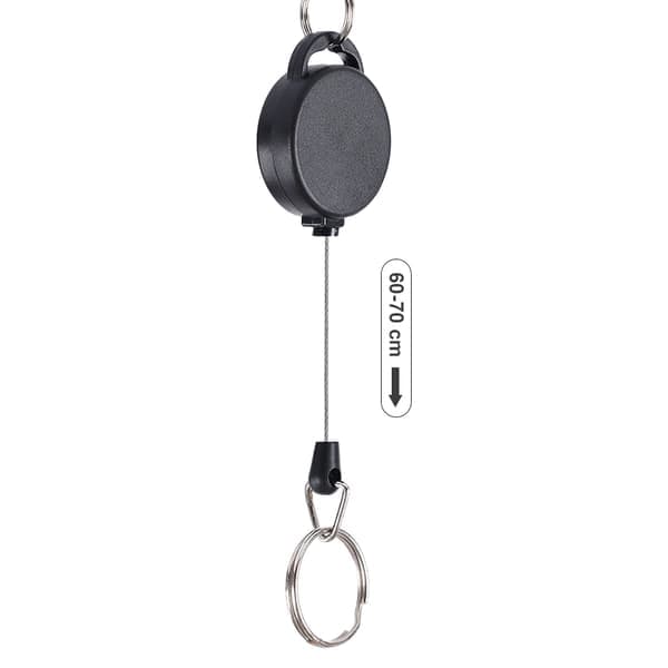 Infällbar nyckelring med karbinhake 2-pack Svart Svart