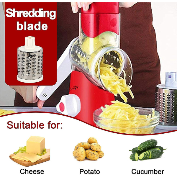 Roterande ostriv, rivjärn för kök, ostriv Effektivt rivjärn med 3 olika typer av utbytbart rostfritt stål B