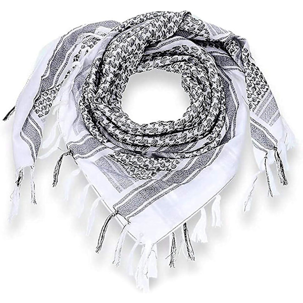 Taktisk ökenscarf / 100 % bomull Keffiyeh scarf wrap för män andningsbar och vindtät sandscarf white
