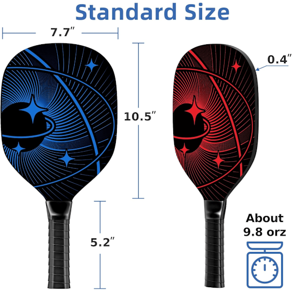 Racketset med 4 premium träracketar, 4 bollar, 4 kylhanddukar och bärväska, racket med ergonomiskt grepp, present till män och kvinnor