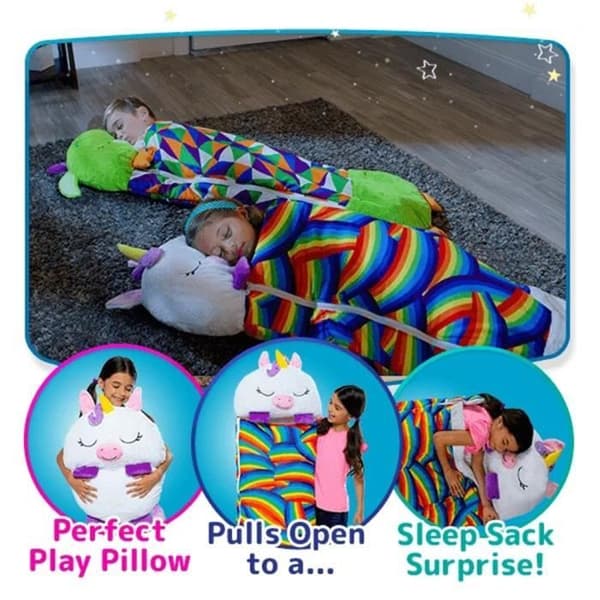 Rektangulær børnesovepose - Happy Nappers - Gul - Bomuld - Integreret pude