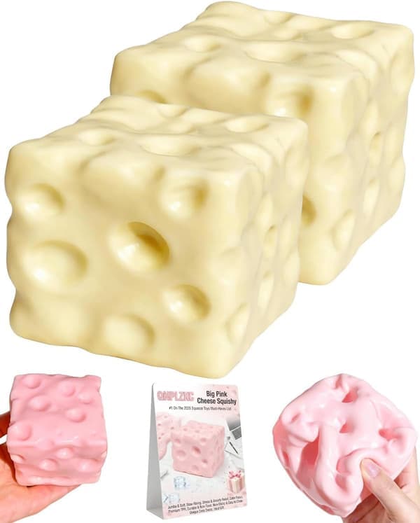 Ost Squishys Leksaker – Kläm Glada Ost Squishys, Söt Sensorisk Leksak för Barn & Vuxna, Mjuk Nyhet Långsamt Stigande Sensorisk Ost Stress 6,1 cm 2yellow