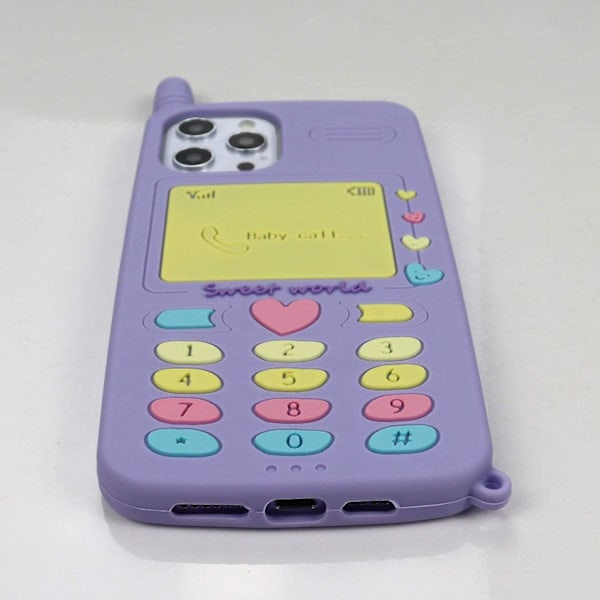 Katea for iPhone 12 Pro Max deksel, 3D tegneserie søt retro kjærlighet hjerte klassisk mobiltelefon formet deksel, barn kvinner jenter myk silikon gummi deksel