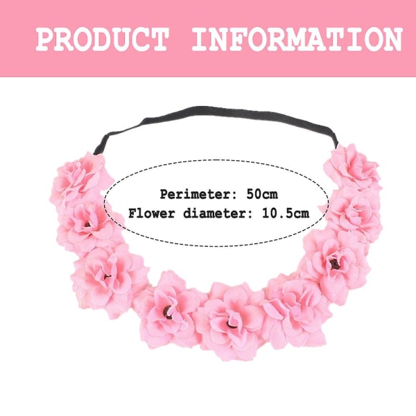 2pack Rose Flower Crown Pannband Brudbröllopshår Garland Krans Huvudbonad Hårtillbehör för flickor, kvinnor, barn Gold*Pink