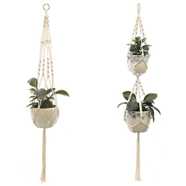 2 st Macrame växt hängare inomhus utomhus hängande planteringskorg