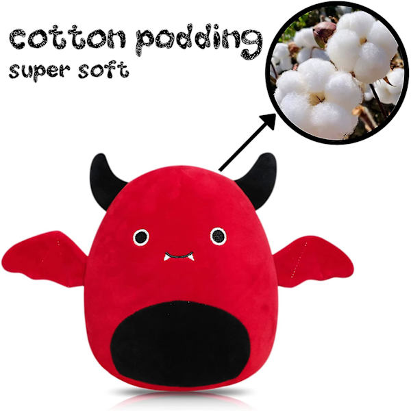 Rød flagermus bamse, 8 tommer rød bamse Kawaii flagermus bamse, buttet krop flagermus bamse