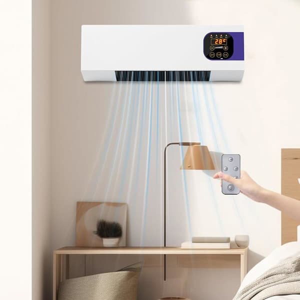 ®RisingFF Väggfläkt - Väggmonterad luftkonditionering med fjärrkontroll, 2000W - Multifunktionell vintervärmare för sovrum