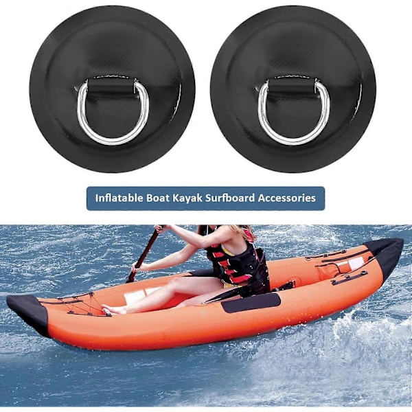 Pakke med D-ring lapper for oppblåsbar kajakk, PVC for båt, kano, flåte, kano, kajakk, surfebrett, lim ikke inkludert, 4\" svart