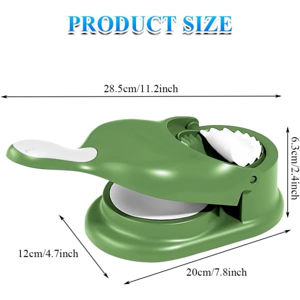 2-i-1 dumplingmaskin, husholdnings manuell dumplingmaskin, presseform, lag dumplings raskt på 10 sekunder (grønn)