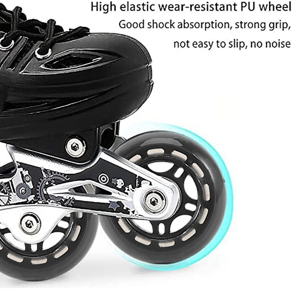 4 Pak Inline Skate Hjul Indendørs/Udendørs Udskiftningshjul Med Lejer 70mm, Sort