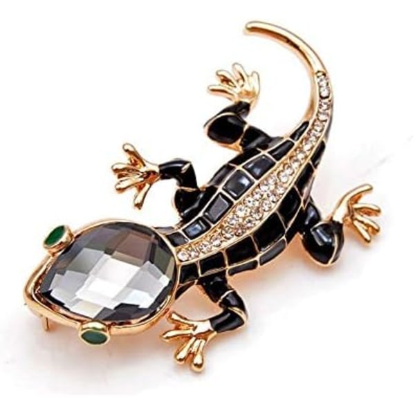 Kristallödla Brosch Rhinestones Gecko Pin Rhinestone Reptil Kvinna Broscher för Sommaren