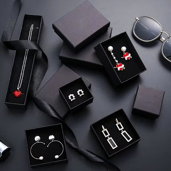 1 st armband presentförpackning, svart långt halsbandsetui Kraft smyckeskrin presentförpackning för halsband för örhängen kedjesmycken